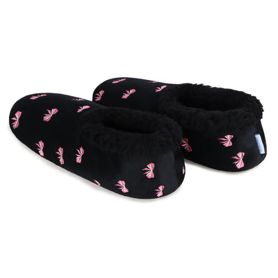 Womens Bow-Utiful BLACK Slipper With Memory Foam Sole