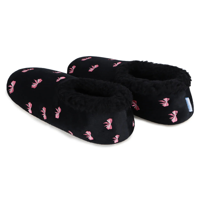 Womens Bow-Utiful BLACK Slipper With Memory Foam Sole