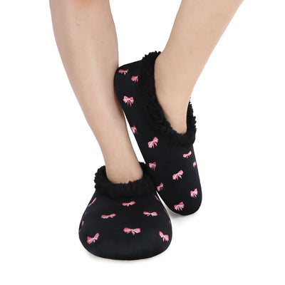 Womens Bow-Utiful BLACK Slipper With Memory Foam Sole