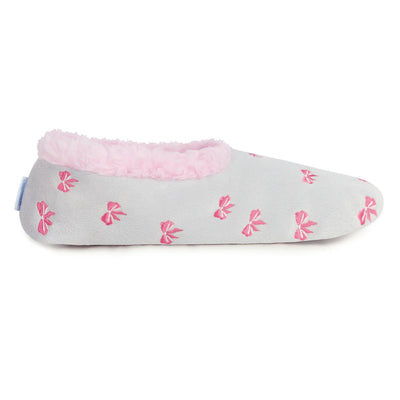 Womens Bow-Utiful LIGHT GREY Slipper With Memory Foam Sole