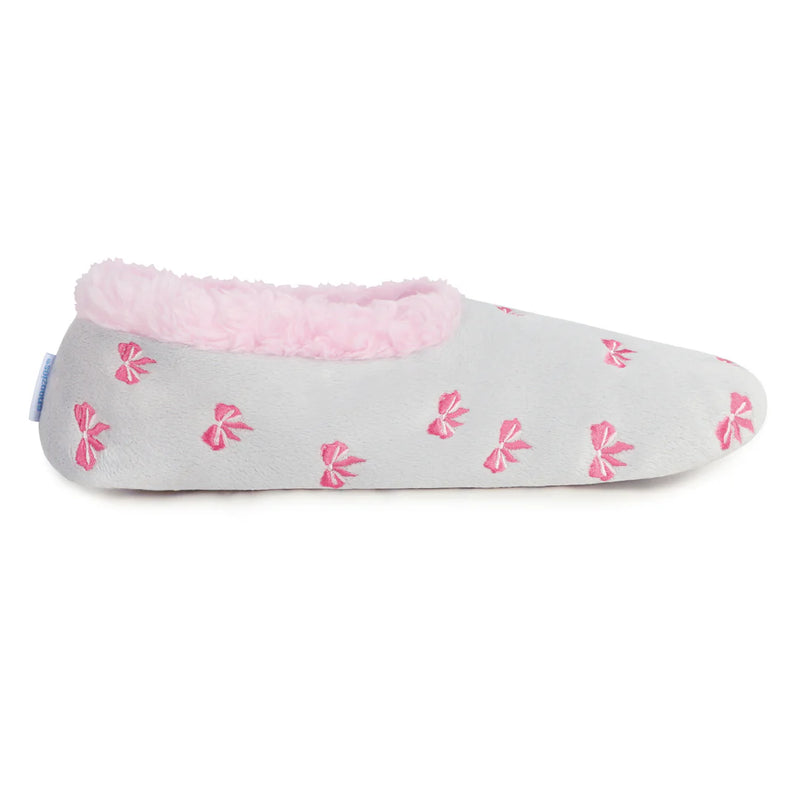 Womens Bow-Utiful LIGHT GREY Slipper With Memory Foam Sole