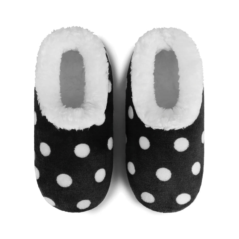 Womens Black Polka Dot Slippers