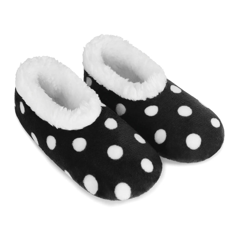 Womens Black Polka Dot Slippers