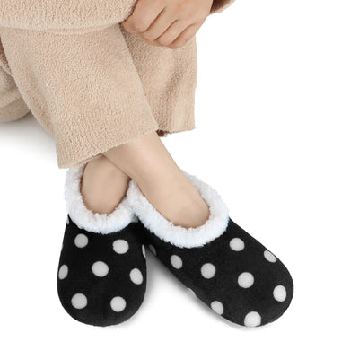 Womens Black Polka Dot Slippers