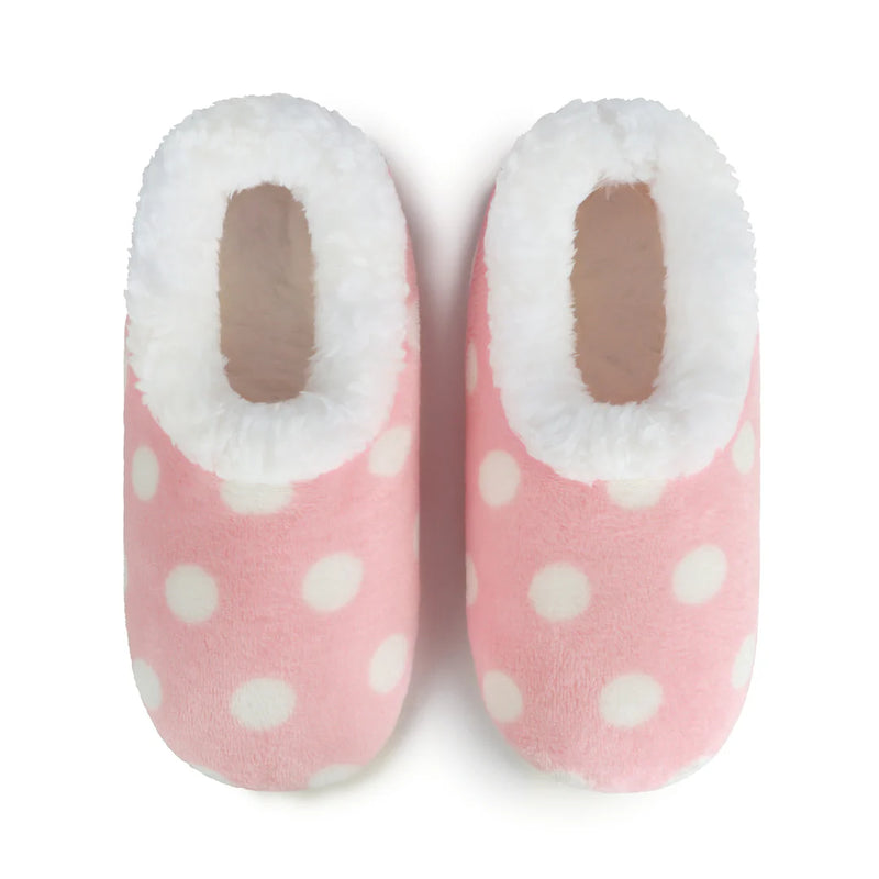 Womens Pink Polka Dot Slippers