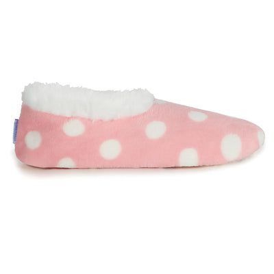 Womens Pink Polka Dot Slippers