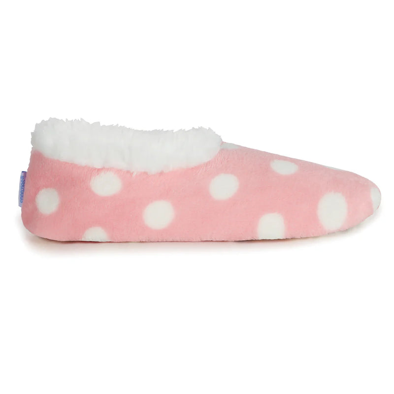 Womens Pink Polka Dot Slippers