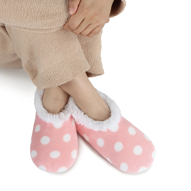 Womens Pink Polka Dot Slippers