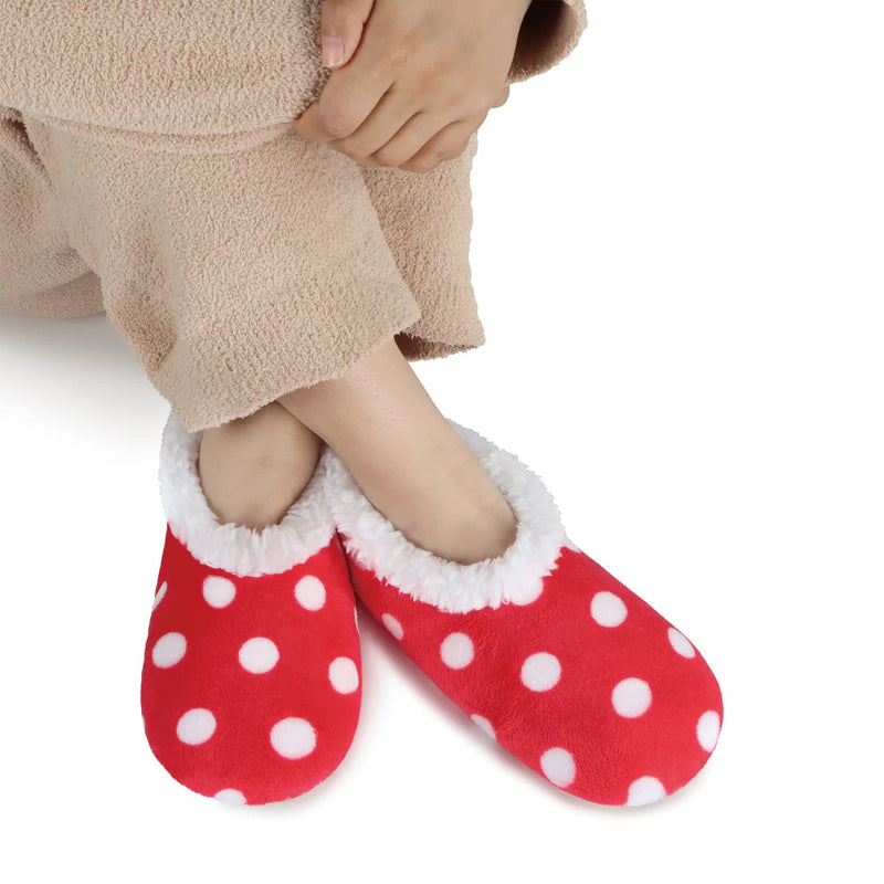 Womens Red Polka Dot Slippers