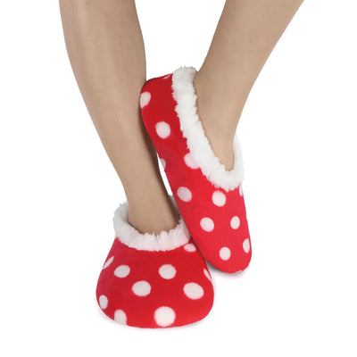 Womens Red Polka Dot Slippers
