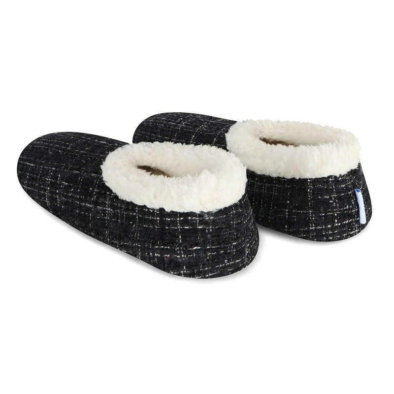 Womens Sparkle Tweed Black And White  Slipper With Memory Foam Sole