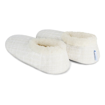 Womens Sparkle Tweed Cream Slipper With Memory Foam Sole
