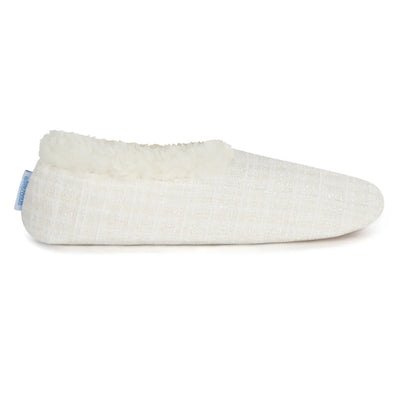 Womens Sparkle Tweed Cream Slipper With Memory Foam Sole