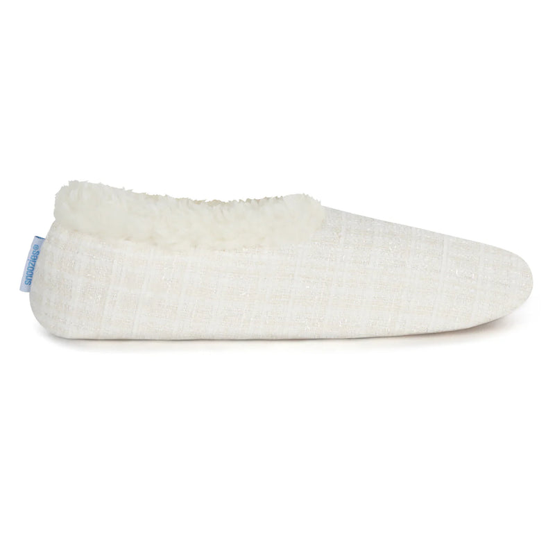 Womens Sparkle Tweed Cream Slipper With Memory Foam Sole