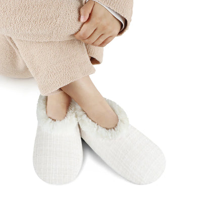 Womens Sparkle Tweed Cream Slipper With Memory Foam Sole