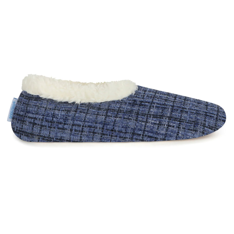 Womens Sparkle Tweed Dark Blue Slipper With Memory Foam Sole