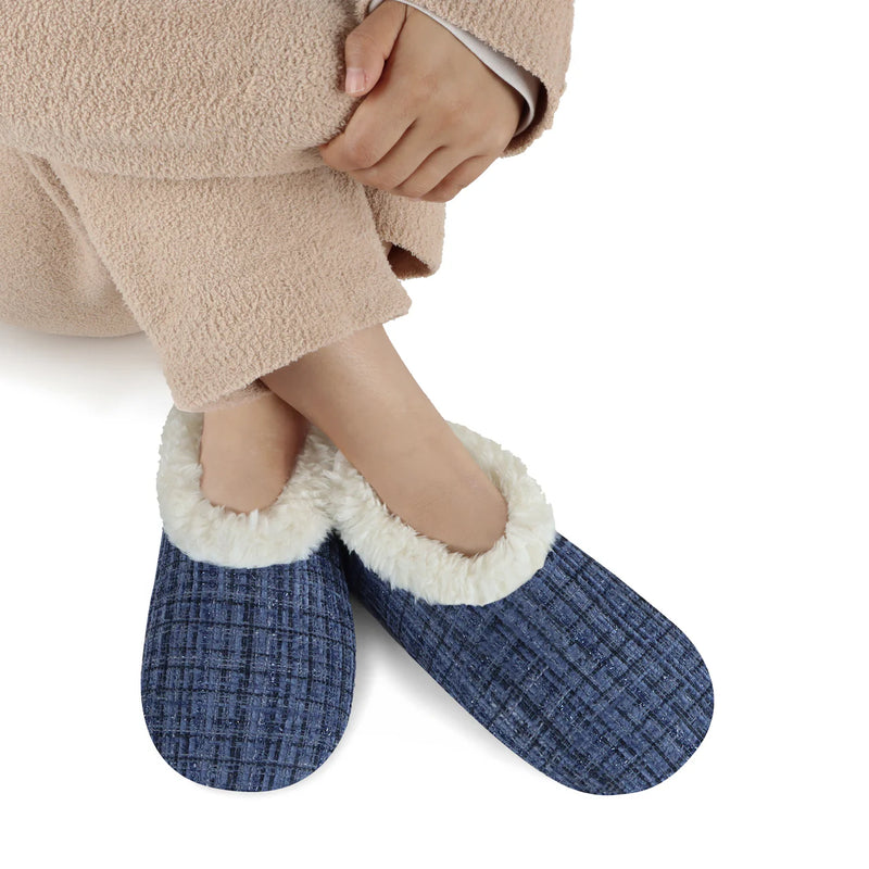 Womens Sparkle Tweed Dark Blue Slipper With Memory Foam Sole