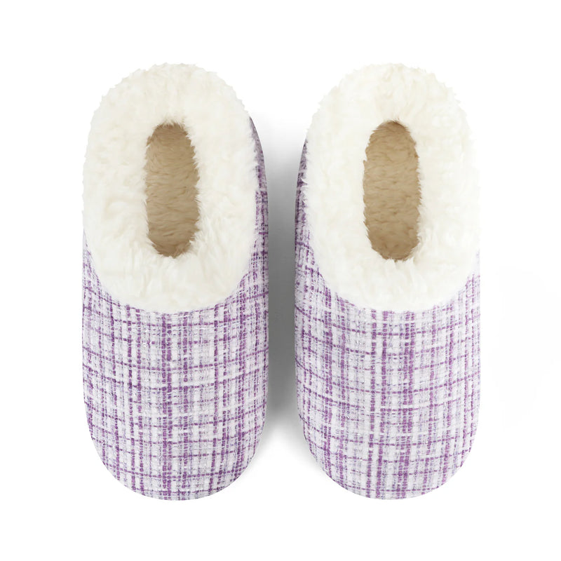 Womens Sparkle Tweed Purple Slipper With Memory Foam Sole