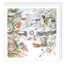 Snowy Church with Bird Menagerie, Rabbits and Squirrels -Pack of 5 Cards