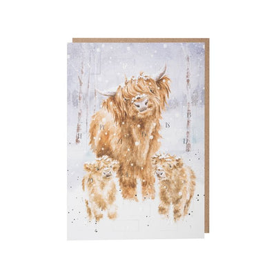 'A Highland Christmas' Highland Cow Advent Calendar Card - Lemon And Lavender Toronto