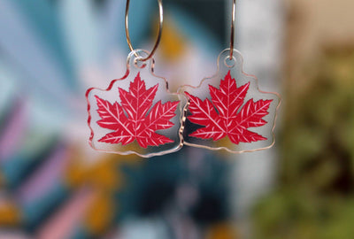 Red Maple Leaf Earrings, Canadian Pride - Made in Canada