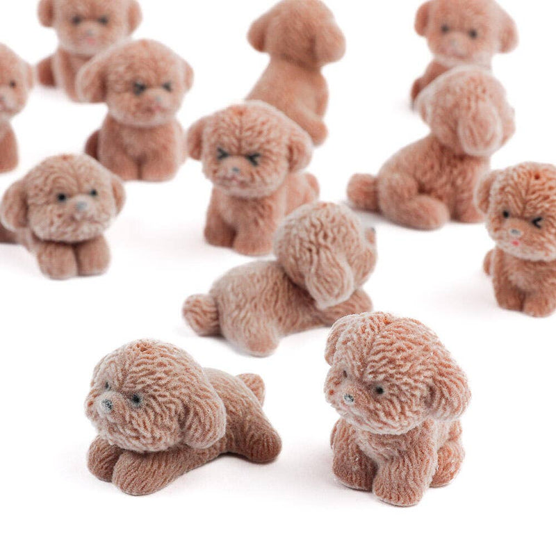 Flocked Brown Mini Baby Puppy Dog - Sold Individually