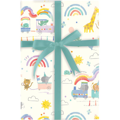 All Aboard Baby Gift Wrapping 5 ft. Roll Wrap - Lemon And Lavender Toronto