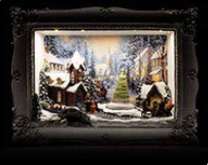 Antique looking frame with canvas Christmas scene - Lemon And Lavender Toronto