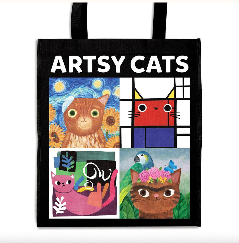 Artsy Cats Reusable Shopping Bag - Lemon And Lavender Toronto