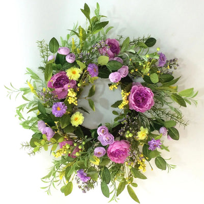 Assorted Florals & Foliage Wreath - Lemon And Lavender Toronto