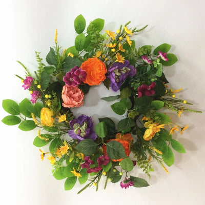 Assorted Flowers in Pretty Colours & Foliage Wreath - Lemon And Lavender Toronto