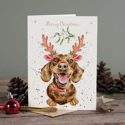 Mistletoe and Barks' Dachshund Card