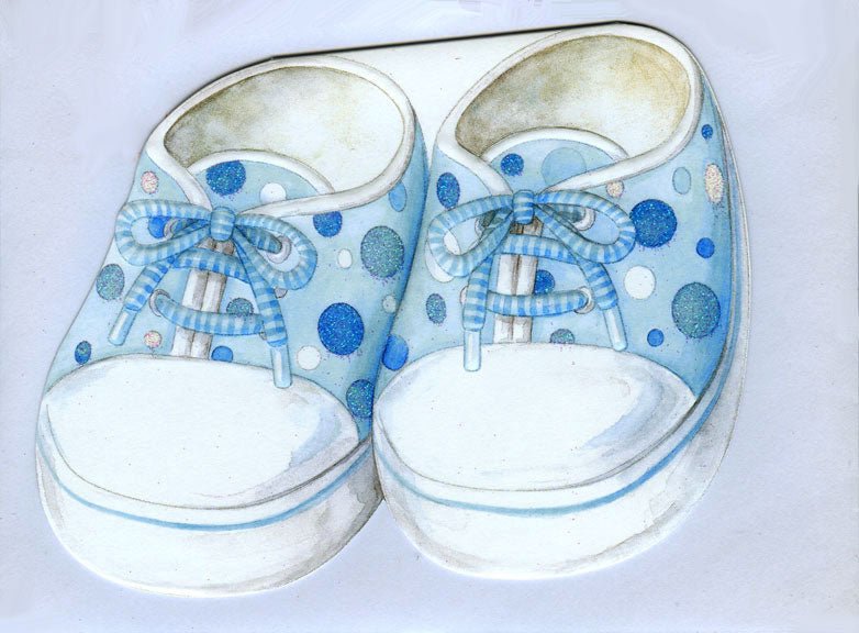 Baby Shoes Card-Blue - Lemon And Lavender Toronto