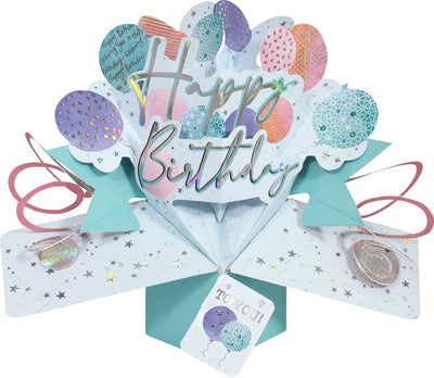 Balloons Happy Birthday Pop Up Card - Lemon And Lavender Toronto