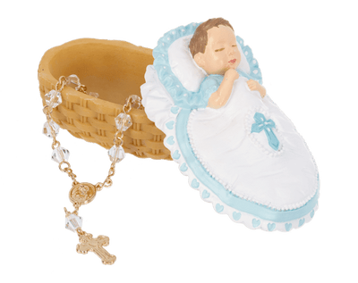 Bassinet Trinket Dish with Rosary - Blue - Lemon And Lavender Toronto