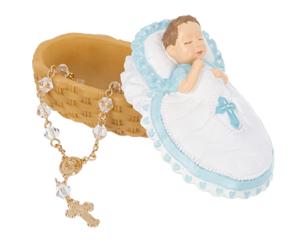 Bassinet Trinket Dish with Rosary - Blue - Lemon And Lavender Toronto