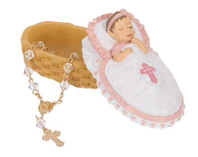 Bassinet Trinket Dish with Rosary - Pink - Lemon And Lavender Toronto