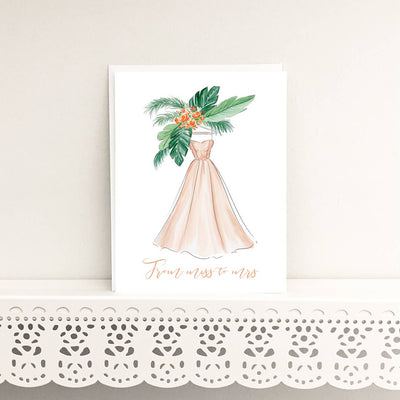 Miss to Mrs. - Bridal Shower, Newly Engaged Greeting Card