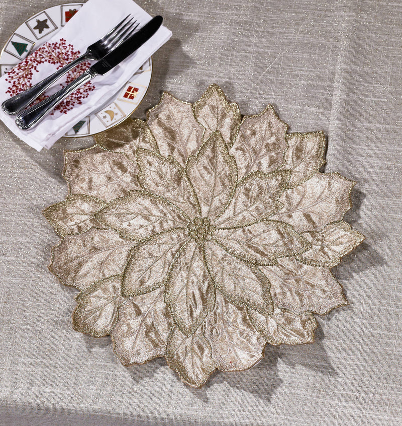 Velvet Gold Poinsettia Placemat