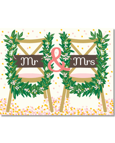 Mr & Mrs Wedding Chairs Card
