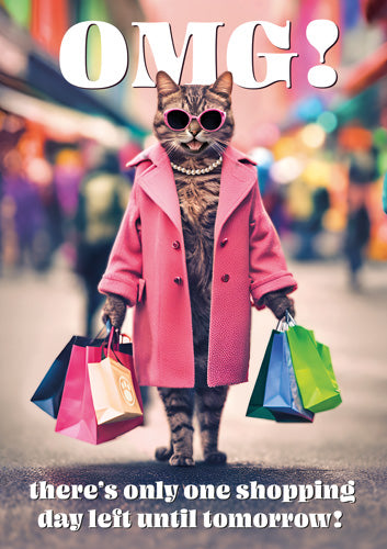 Omg Shopping Cat Card