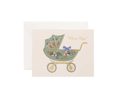 Floral Pram Baby Card
