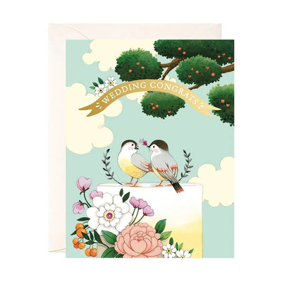 Birds On Cake Wedding Greeting Card - Lemon And Lavender Toronto