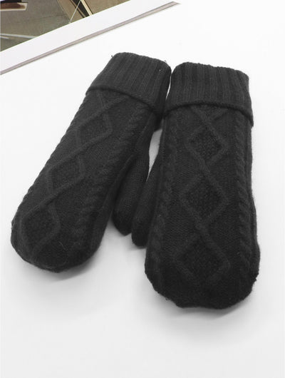 Black Cable Knit Mittens - Lemon And Lavender Toronto