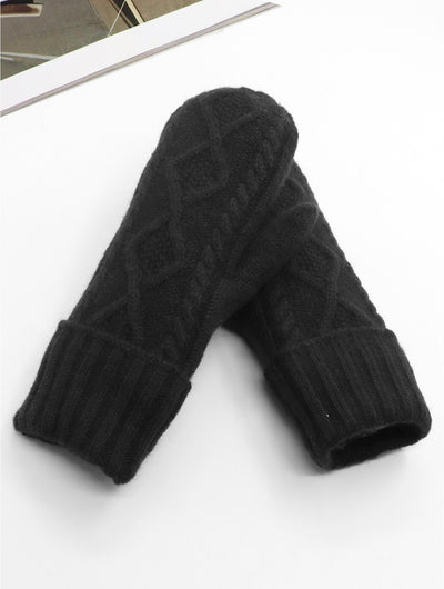 Black Cable Knit Mittens - Lemon And Lavender Toronto