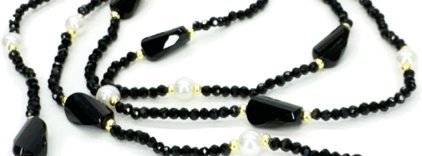 Black Strands Crystal & Pearl Necklace - Lemon And Lavender Toronto