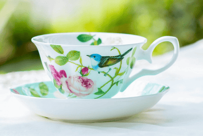 Blue Bird Rose Garden - Bone China Teacup & Saucer - Lemon And Lavender Toronto