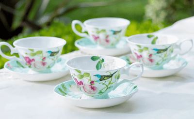 Blue Bird Rose Garden - Bone China Teacup & Saucer - Lemon And Lavender Toronto