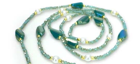 Blue Strands Crystal & Pearl Necklace - Lemon And Lavender Toronto