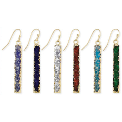 Bottled Treasures Gold Druzy Bar Earrings - Lemon And Lavender Toronto